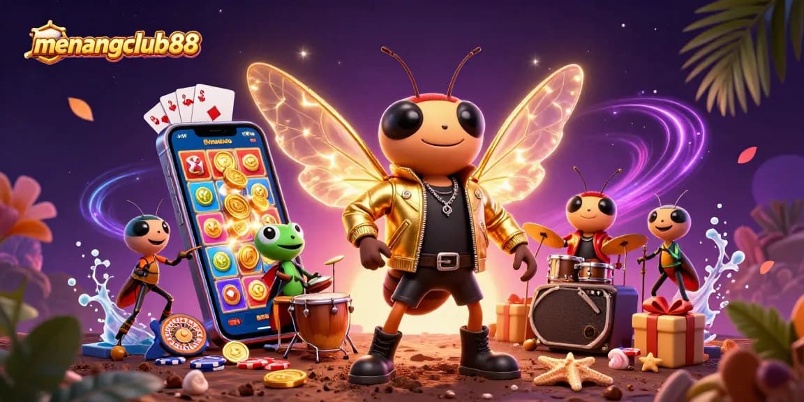 Experience the excitement of menangclub88 with dynamic casino characters and games in a vibrant scene.