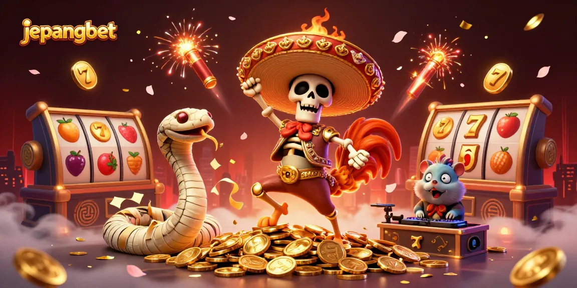 Experience thrilling wins at Jepangbet with a lively slots scene featuring golden coins and exciting characters.