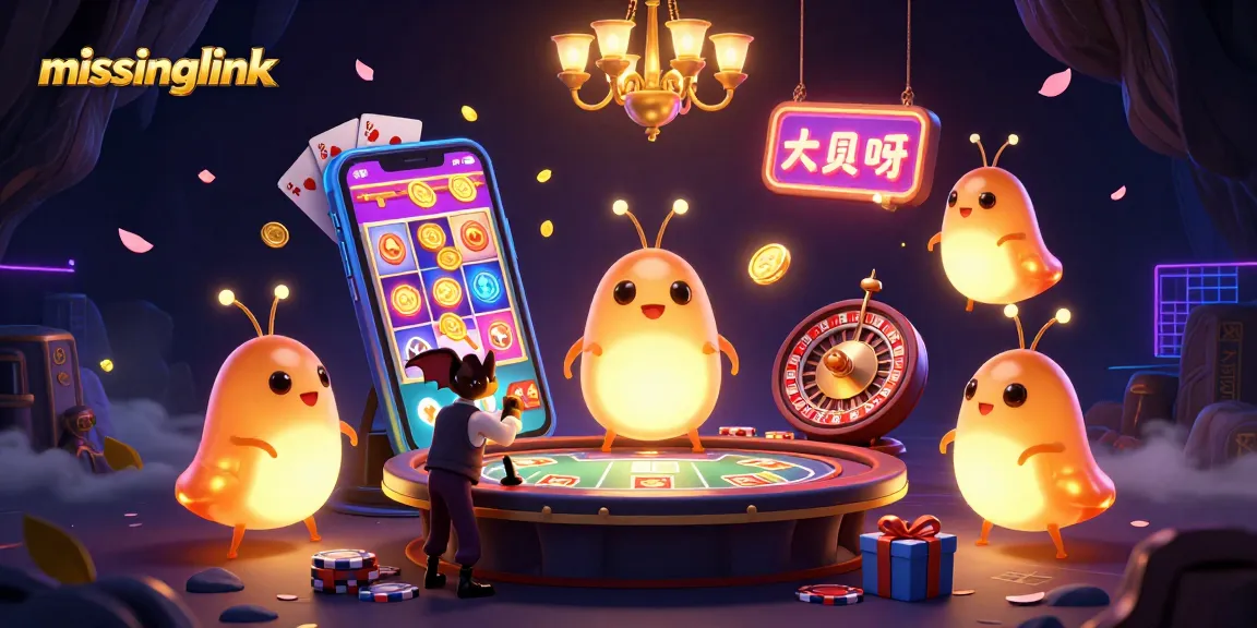 Experience the excitement of missinglink casino with vibrant glowworms lighting up a dynamic gaming scene filled with slot games and bat dealers.