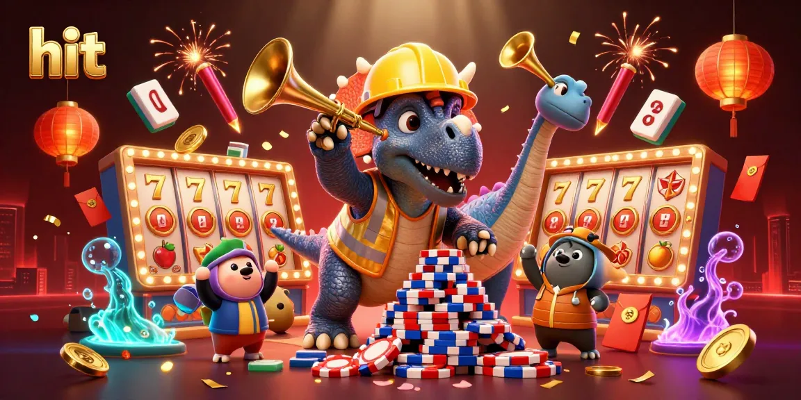 Experience the thrill of slot gaming with hit symbols, poker chips, and vibrant celebrations