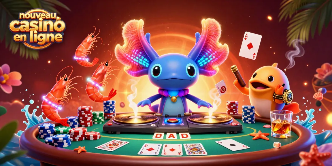 Découvrez des jeux au nouveau casino en ligne avec un DJ axolotl et des animations colorées.