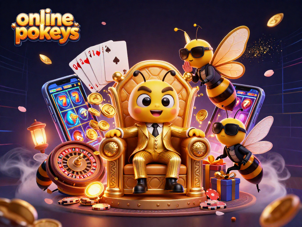 Spin vibrant online pokies and win big with our engaging 3D casino scene illustration.