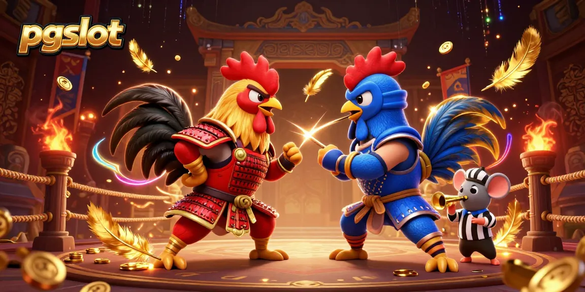 เล่น pgslot สนุกกับการต่อสู้ที่น่าตื่นเต้นระหว่างไก่ต่อในภาพ 3D