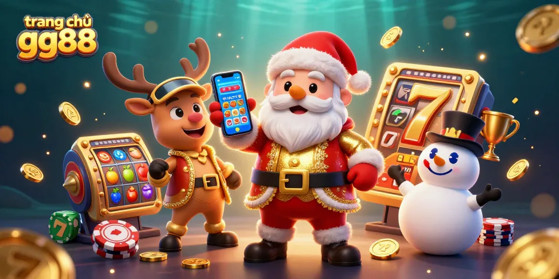 Experience dynamic gaming action with trang chủ gg88 featuring Santa and friends in a vibrant casino scene.