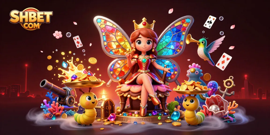 Experience SHBET COM's exhilarating gaming with vibrant 3D casino elements and characters.
