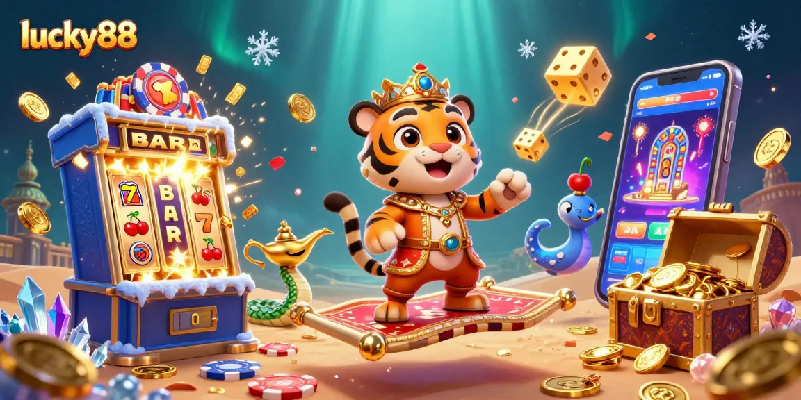 Spin the reels and win big with lucky88 in this vibrant casino scene filled with excitement!