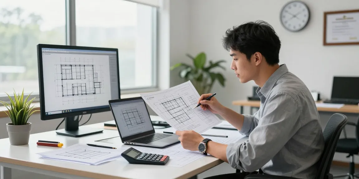 Licensed engineer consulting on projects as an engineering expert witness in Missouri with technical drawings and tools.
