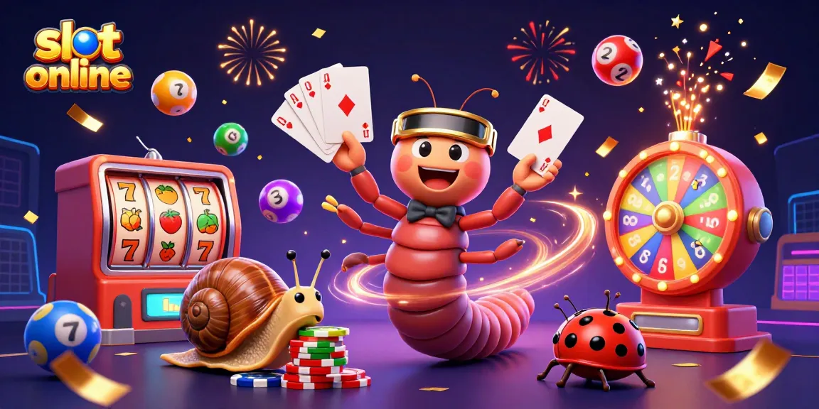 Experience thrilling slot online action with a 3D millipede dealer and vibrant casino elements.