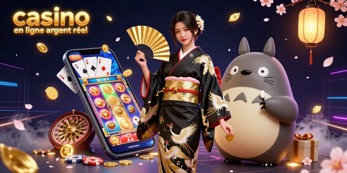 Découvrez l'excitation du casino en ligne argent réel avec une scène 3D vibrante remplie de jeux et de personnages.