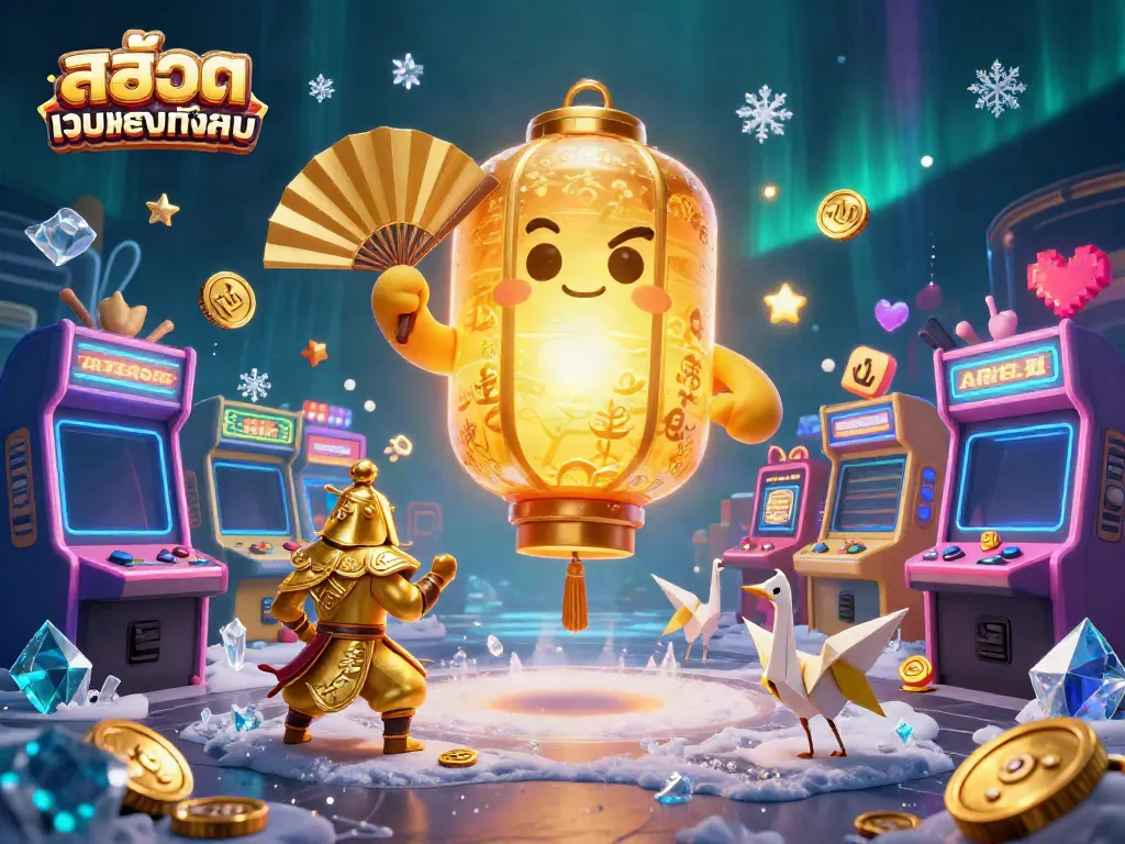 Experience thrilling gaming with สล็อตเว็บตรงทั้งหมด in an enchanting 3D casino scene filled with dynamic elements.