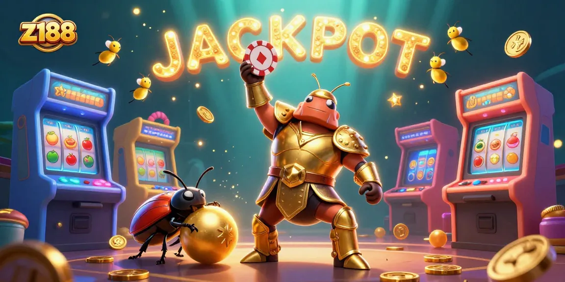 Spin the reels for jackpots with z188, featuring vibrant casino elements and lively 3D characters.