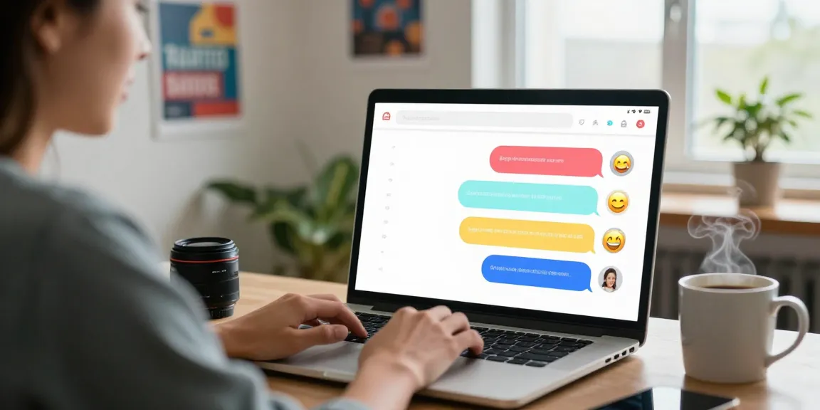 Engaging spicy chat environment with AI chatbot and user interaction in a bright home office.