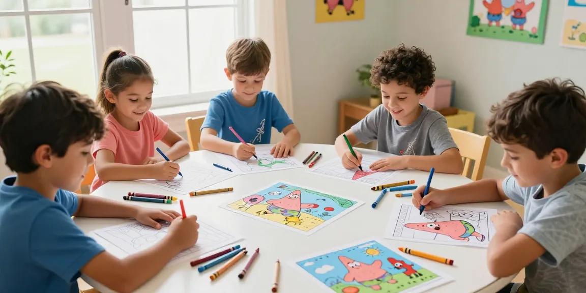 Kids learn and have fun coloring Patrick Star pages in a bright, creative environment.
