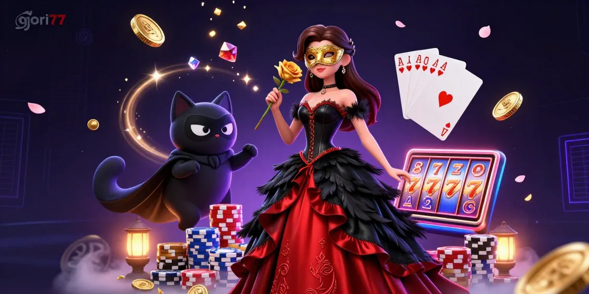Experience the thrill of gori77 with vibrant gaming action featuring coins, cards, and engaging characters.