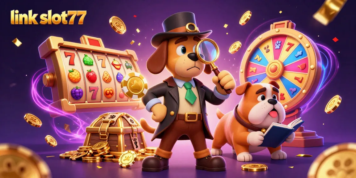 Spin slot reels and find treasures with link slot77 in this vibrant casino illustration.