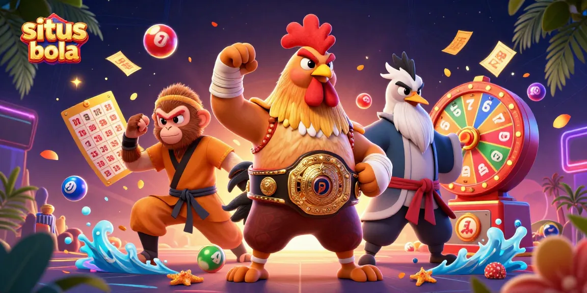 Engage in situs bola betting with vibrant characters and dynamic gambling elements in action.