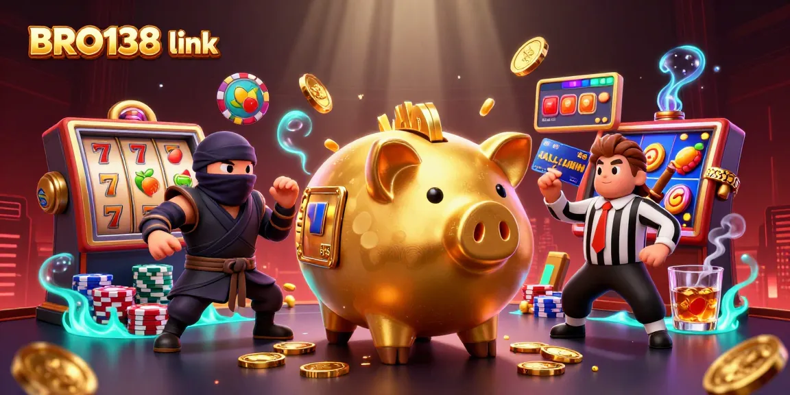 Engage with action-packed slot gaming at BRO138 link featuring a dynamic scene of characters and slot symbols.