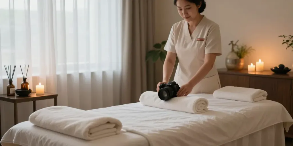 Relaxing 성남출장마사지 room with a serene atmosphere and essential oils.