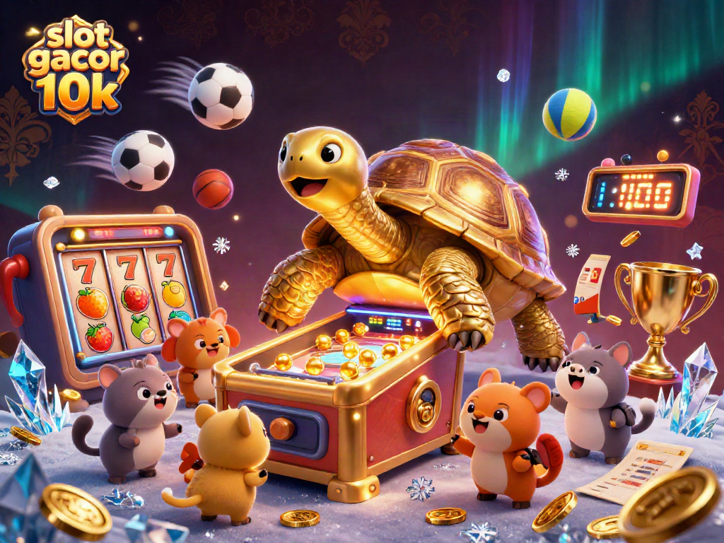 Spin the reels in the vibrant scene of slot gacor 10k featuring animated characters and exciting casino elements.