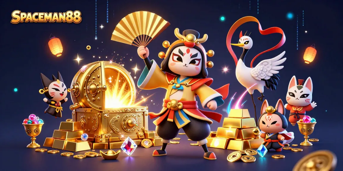 Experience the thrill of SPACEMAN88 with vibrant casino elements and 3D characters in a rich atmosphere.