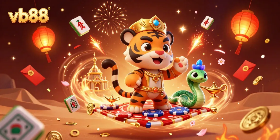 Experience the thrill of vb88 with a vibrant magic carpet scene filled with festive casino elements.