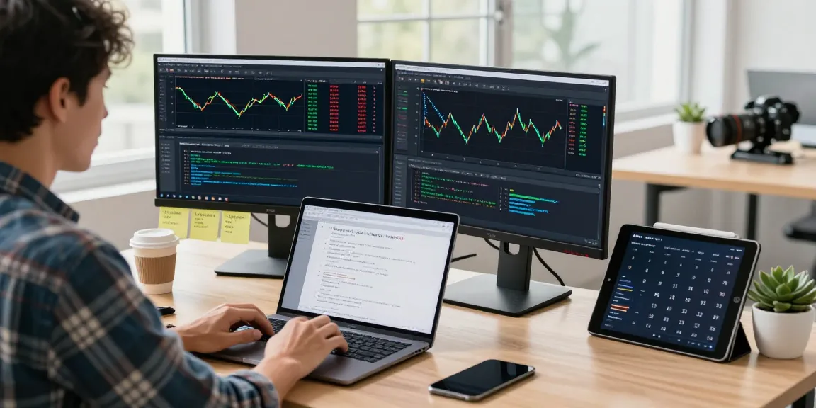 Real-time forex backtesting data in a developer's workspace showing currency pair analytics and application interface.