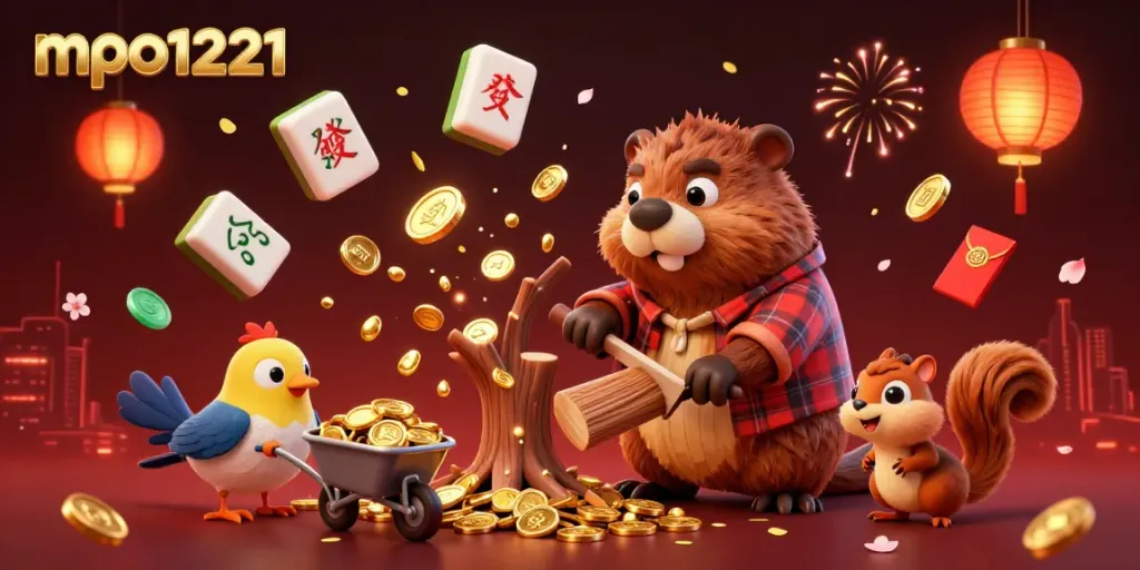 Experience exciting gameplay at mpo1221 with a vibrant 3D casino illustration full of energy.