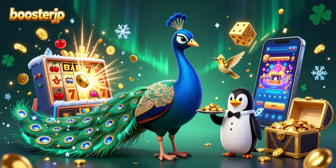 Experience the thrill of winning with boosterjp at a dazzling casino scene featuring vibrant characters and exciting game elements.