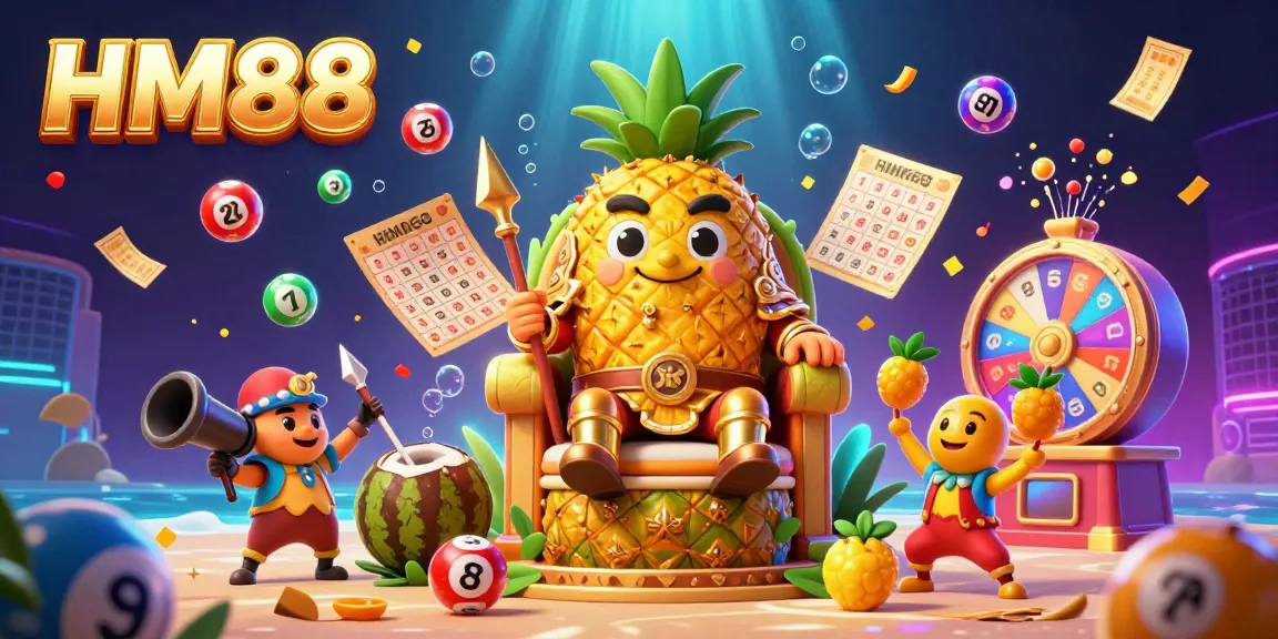 Join the excitement at HM88 with lively characters and vibrant gambling elements illustrating a thrilling casino scene.