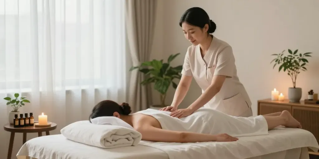 Experience the soothing 방이동출장마사지 in a serene home wellness setting.