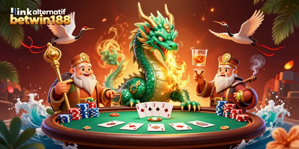 Permainan menarik di BETWIN188 dengan link alternatif betwin188, menunjukkan karakter 3D berbentuk naga dan kura-kura.