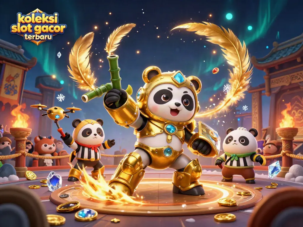Gali koleksi slot gacor terbaru di arena penuh warna dengan panda dan robot membuat pengalaman bermain yang seru.