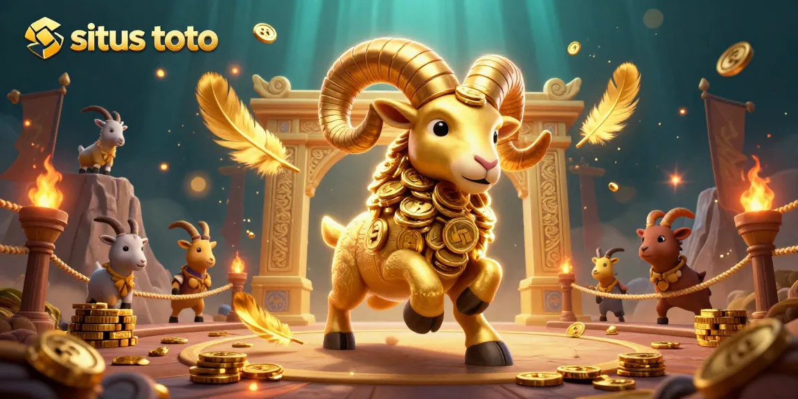 Experience exhilaration at situs toto with dynamic 3D ram charging through golden gates in an engaging casino scene.