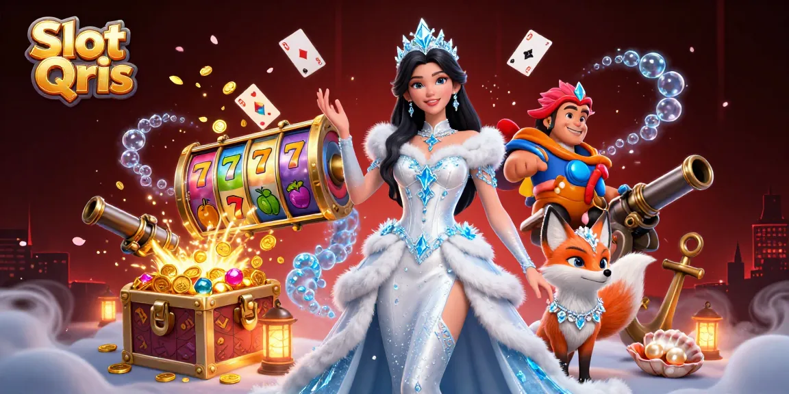 Spin the Slot Qris reels in a vibrant 3D scene with a glamorous ice queen and her fox companion.