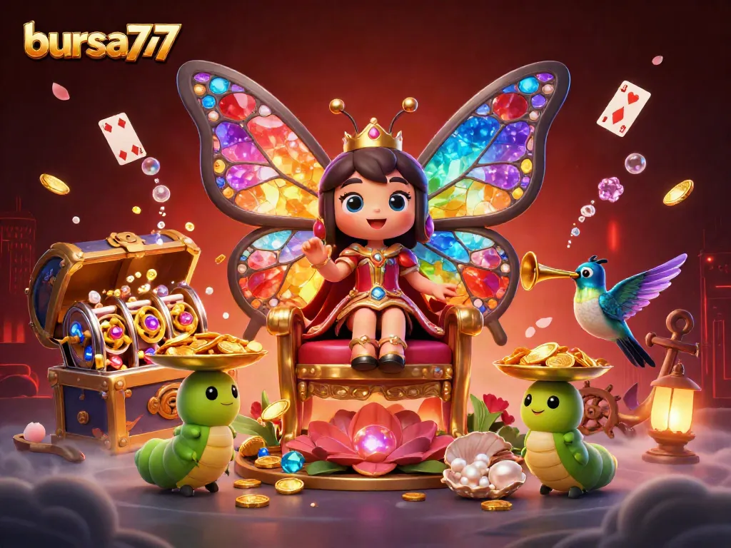 Mainkan bursa777 dengan ratu kupu-kupu dan simbol slot yang memukau untuk kesenangan berjudi.